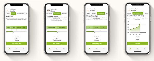The Doctor's Kitchen APP for body fat, visceral, muscle mass and BMR at rest for weight loss 