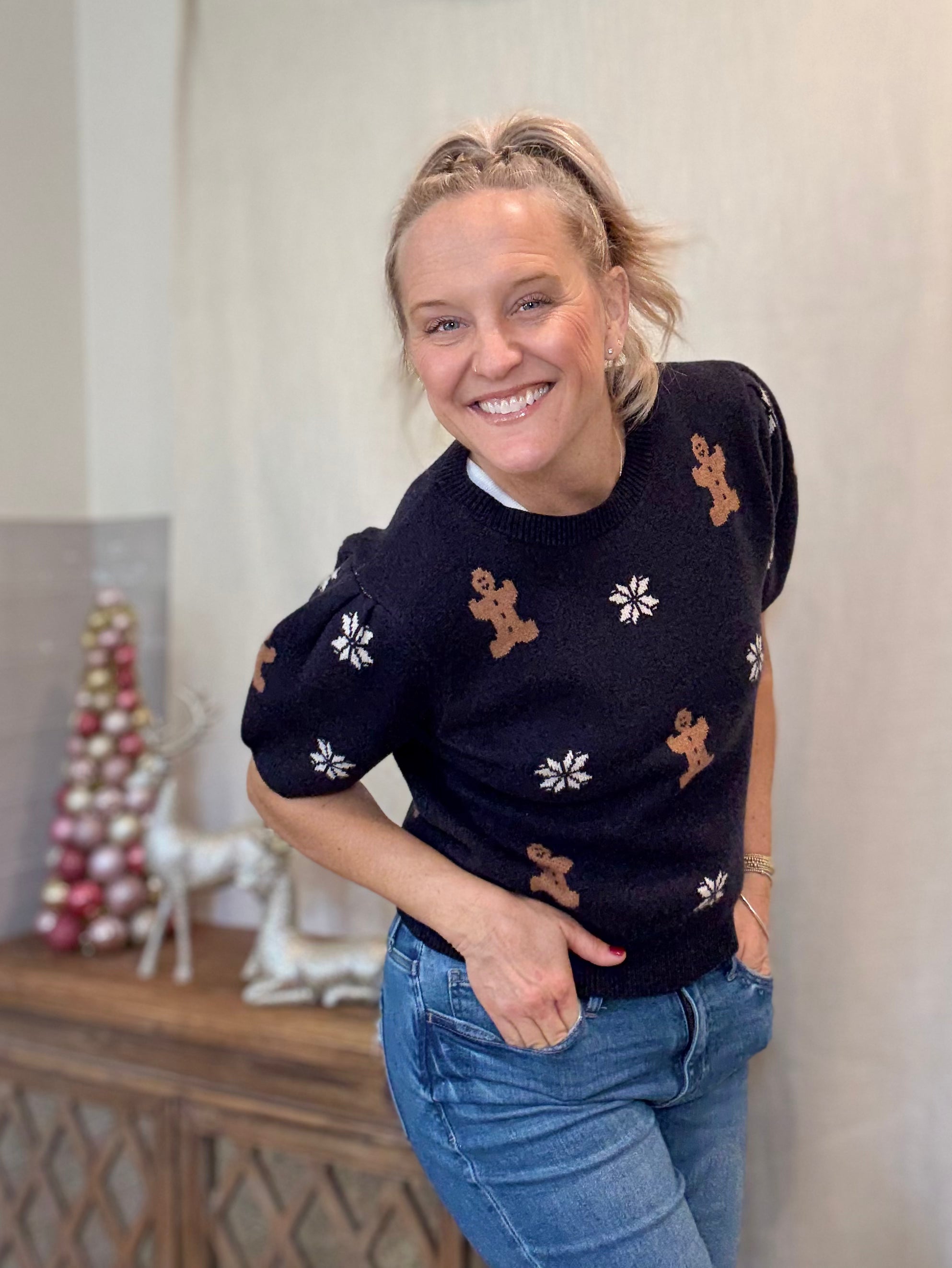 Navy Gingerbread Sweater