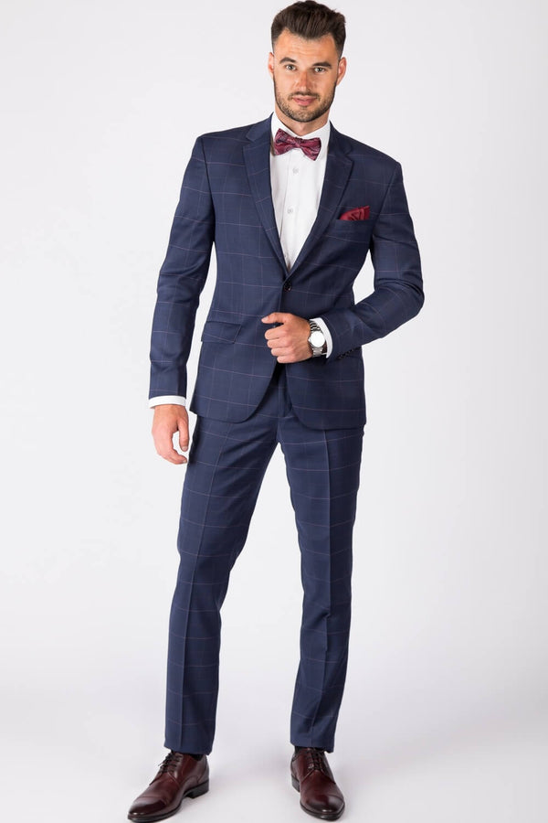 Buy Men Navy Slim Fit Solid Formal Three Piece Suit Online - 670237