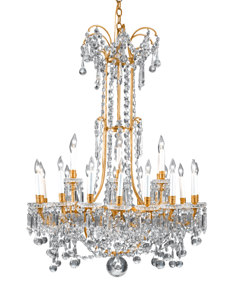 Featuring oversized drops and luminous prisms of fine Baccarat crystal, this French crystal chandelier is a masterpiece of opulent design and grand size. Circa 1880.