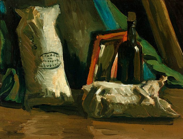 Still Life with Two Sacks and a Bottle by Vincent van Gogh, circa 1884-85