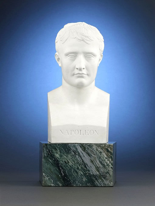 French bisque bust of Napoleon Bonaparte with blue Sèvres base