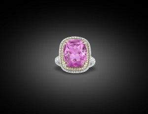 A radiant and rare Cuprian tourmaline shines in this enchanting ring