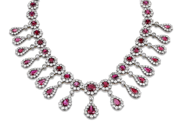 Burma Ruby and Diamond Necklace. Circa 1880 (M.S. Rau, New Orleans)