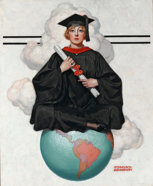 Graduate on Top of the World by Edmund Davenport, Saturday Evening Post cover, June 13, 1925, M.S. Rau. 