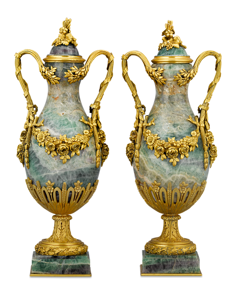 Pair of Ormolu-Mounted Fluorspar Vases, mid-19th century. M.S. Rau, New Orleans, LA