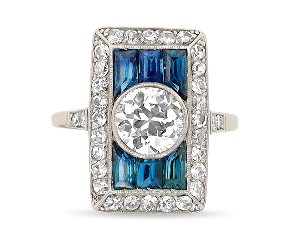 Art Deco Diamond and Sapphire Ring 