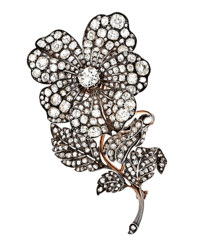 Victorian Diamond Flower Pin, 23.10 Carats.