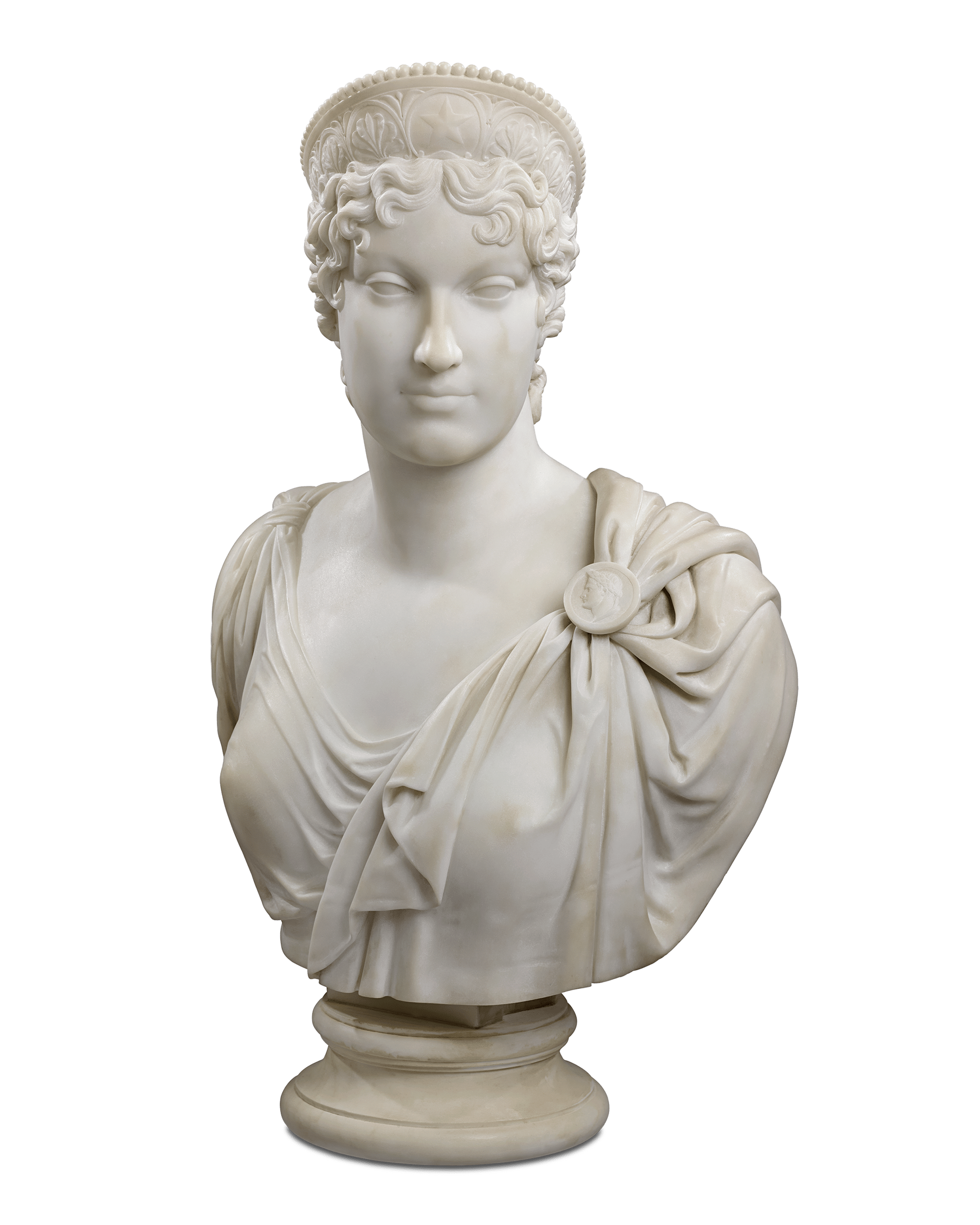 Pair of Carrara Marble Busts of the Emperor Napoleon and Empress Marie Louise - Image 7
