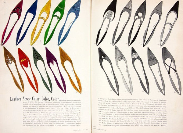 Shoe advertisement for I. Miller published in Harper's Bazaar, 1958.