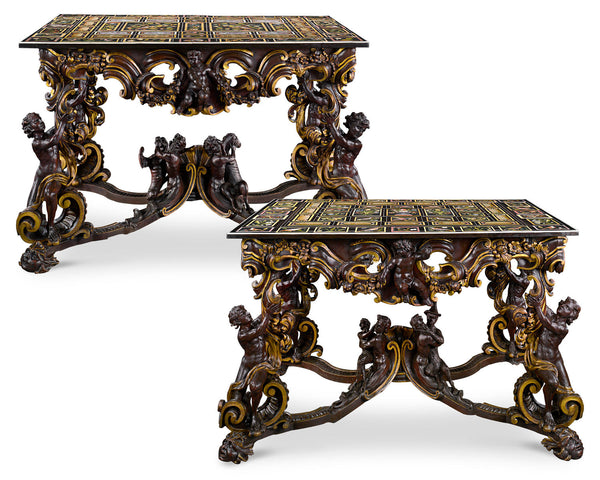 Grand Ducal Pietre Dure Console Tables. Table tops circa 1625-1650. M.S. Rau. 