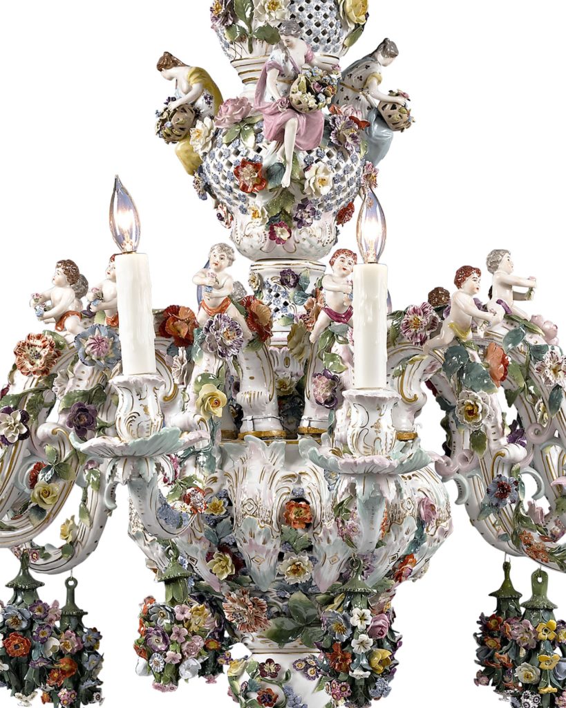 The artistry of Meissen porcelain is on full display in this incredible chandelier.