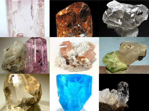 Varieties of natural, uncut topaz