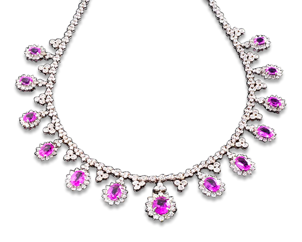 Pink Sapphire And Diamond Necklace, 24.60 Carats