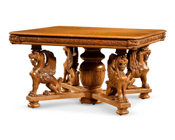 13-piece Victorian oak dining suite. Created by R.J. Horner of New York. Circa 1885. M.S. Rau.