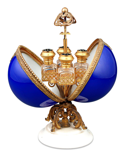Louis XV-Style Opaline Glass Perfume Suite. Circa 1850. M.S. Rau. 