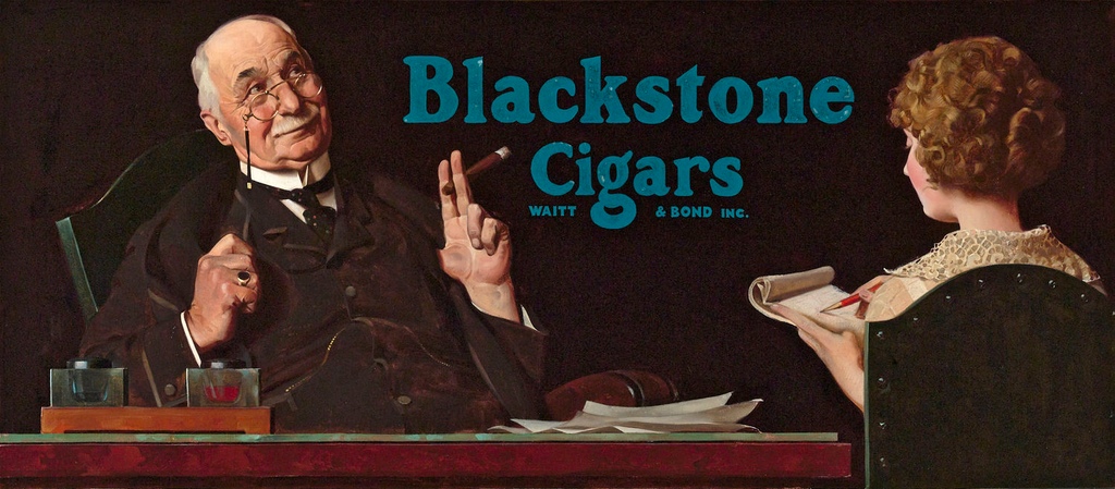Blackstone Cigars by Norman Rockwell, advertisement, 1922. M.S. Rau.