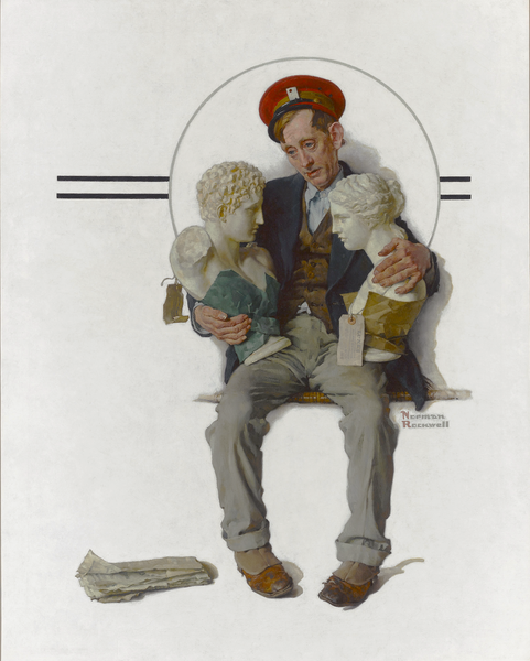 Delivering Two Busts by Norman Rockwell, Saturday Evening Post cover, April 18, 1931, M.S. Rau.