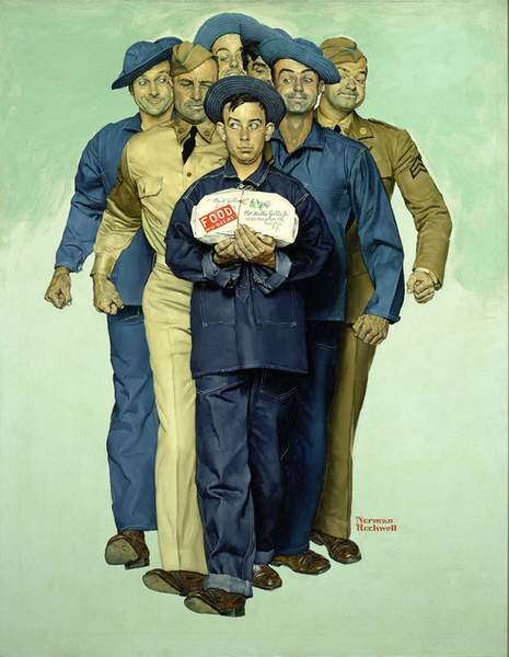 Willie Gillis: Package from Home by Norman Rockwell, Saturday Evening Post cover, October 4, 1941, M.S. 