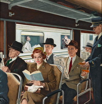 This Does Not Commute by George Hughes, Saturday Evening Post cover, September 24, 1955, M.S. Rau (New Orleans)