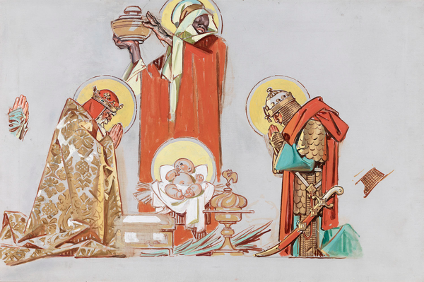 Three Wise Men Study by J.C. Leyendecker, in preparation for his Success Magazine cover, December 1900. M.S. Rau.