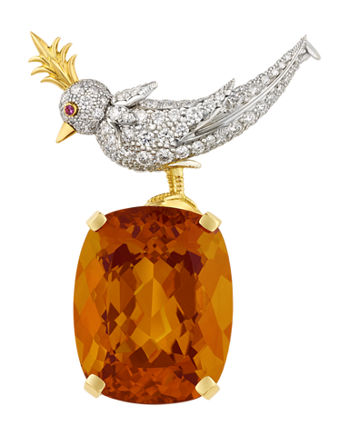 Tiffany & Co. Citrine Bird on a Rock Brooch by Jean Schlumberger. M.S. Rau, New Orleans