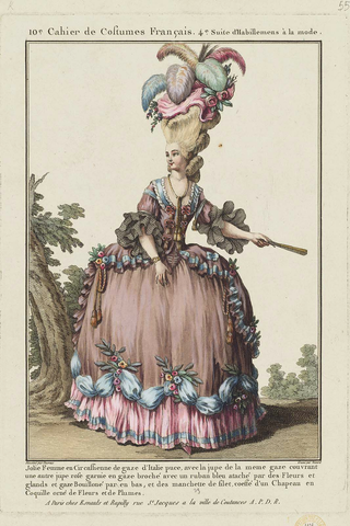 Plate 55 from Gallerie des Modes et Costumes Français by Claude Louis Desrais. 1778. Source.