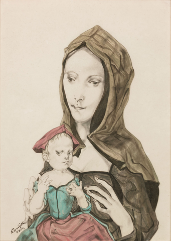 Portrait of a Mother and Child by Tsuguharu Foujita. Circa 1957. M.S. Rau, New Orleans.