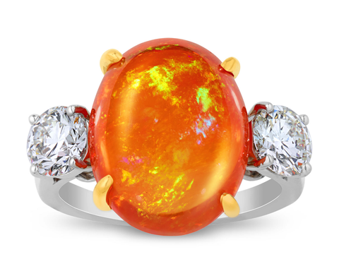 Fire Opal Ring By Oscar Heyman, 7.79 Carats. M.S. Rau.