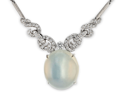 Moonstone And Diamond Necklace By Henry Dunay.M.S. Rau.