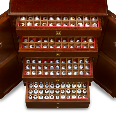 French Ocularist's Glass Eye Cabinet. 19th Century. M.S. Rau.