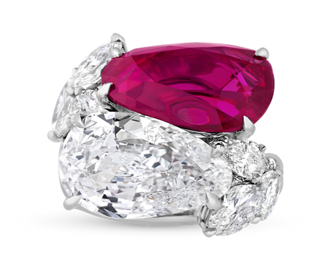 Untreated Burma Ruby Bypass Ring, 5.70 Carats