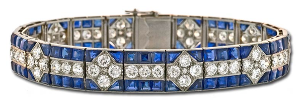 Art Deco Diamond and Sapphire Bracelet Boucheron, Paris