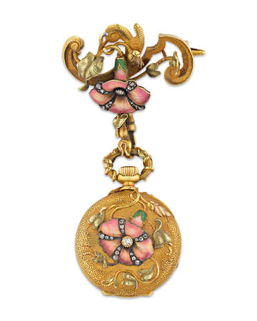 French Art Nouveau Watch Pendant. Circa 1890. M.S. Rau.