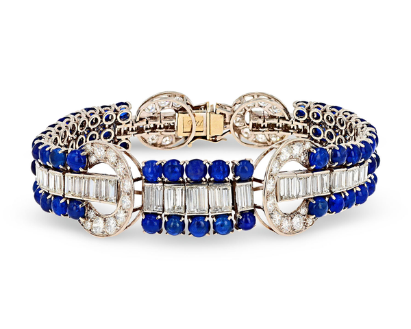 Art Deco Sapphire and Diamond Bracelet, 25.00 Carats. M.S. Rau.