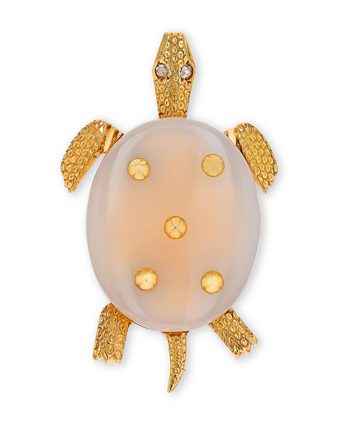 Cartier Gold and Chalcedony Turtle Brooch.M.S. Rau.