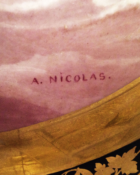 A. Nicholas artist marking from the Sevres Palace Porcelain Urns. 