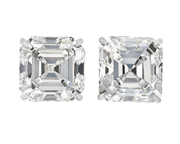 Asscher-cut diamond earrings. M.S. Rau, New Orleans