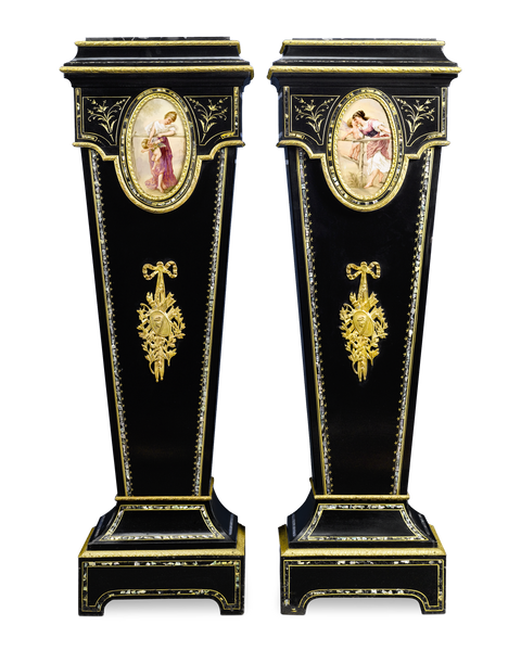 Ebonized Wood Pedestals from the Second French Empire. M.S. Rau.