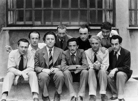 Top Left: Paul Eluard, Jean Arp, Yves Tanguy, Rene Clevel Bottom Left: Tristan Tzara, Andre Breton, Salvador Dalí, Max Ernst, Man Ray (1930)