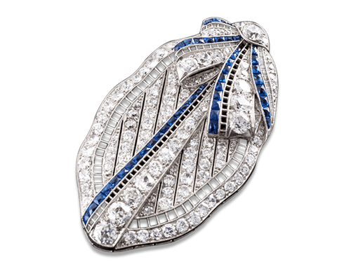 Art Deco Diamond and Sapphire Convertible Pendant Brooch | M.S. Rau