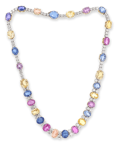 Multi-Color Sapphire Necklace, 85.00 Carats | M.S. Rau