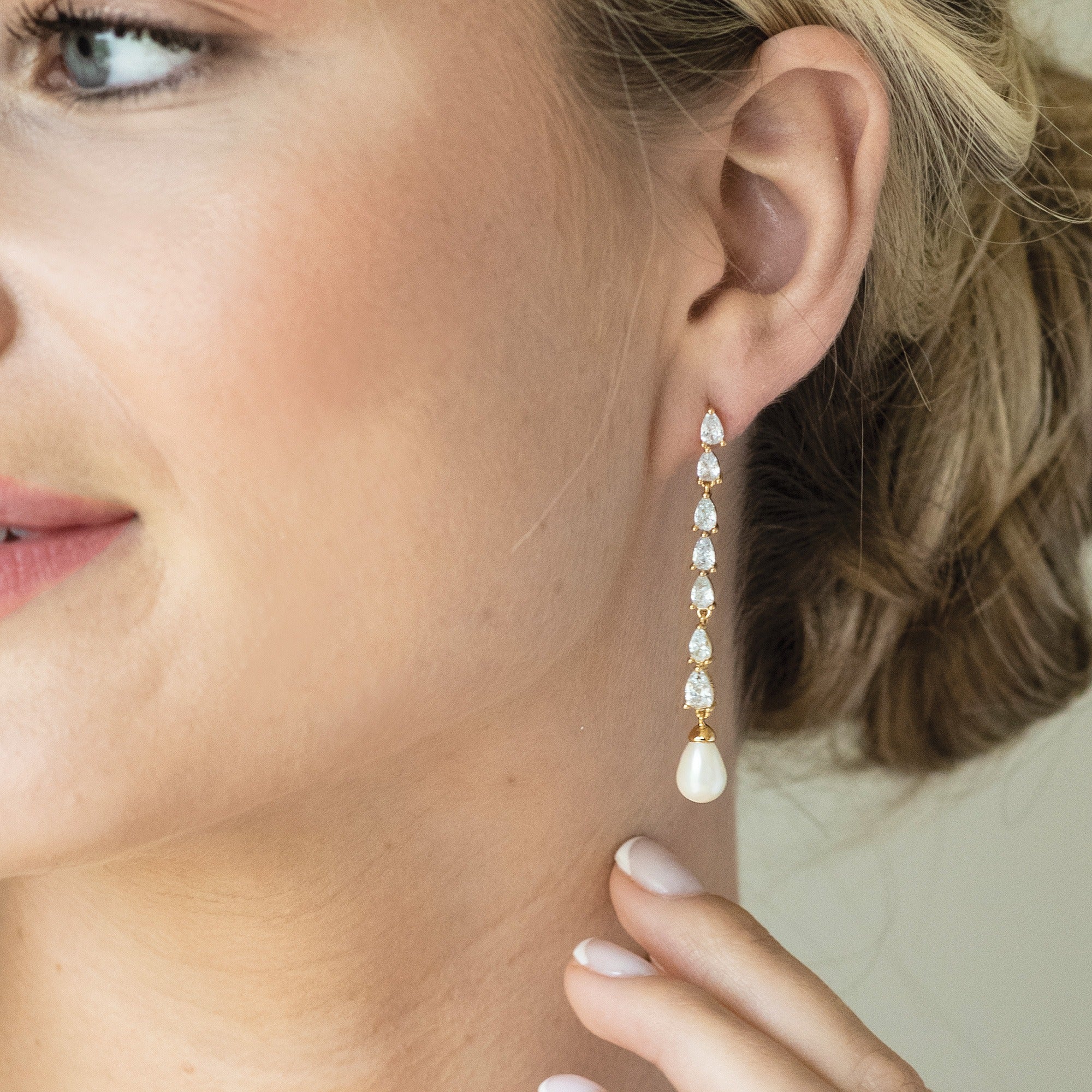 18ct White Gold Diamond  South Sea Pearl Drop Earrings  Cerrone