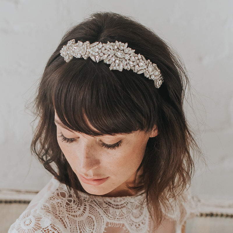 Luella navette and pear crystal headpiece