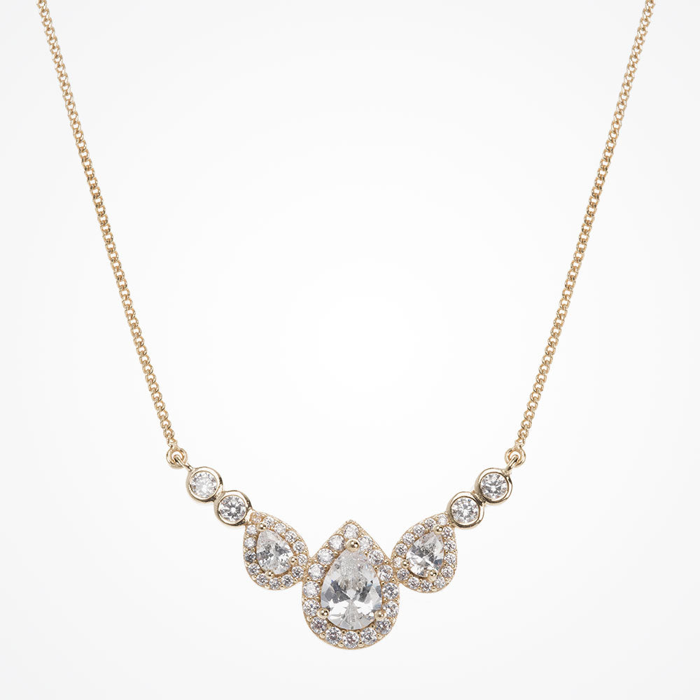 Gold crystal teardrop Necklace 5 ☆ popular