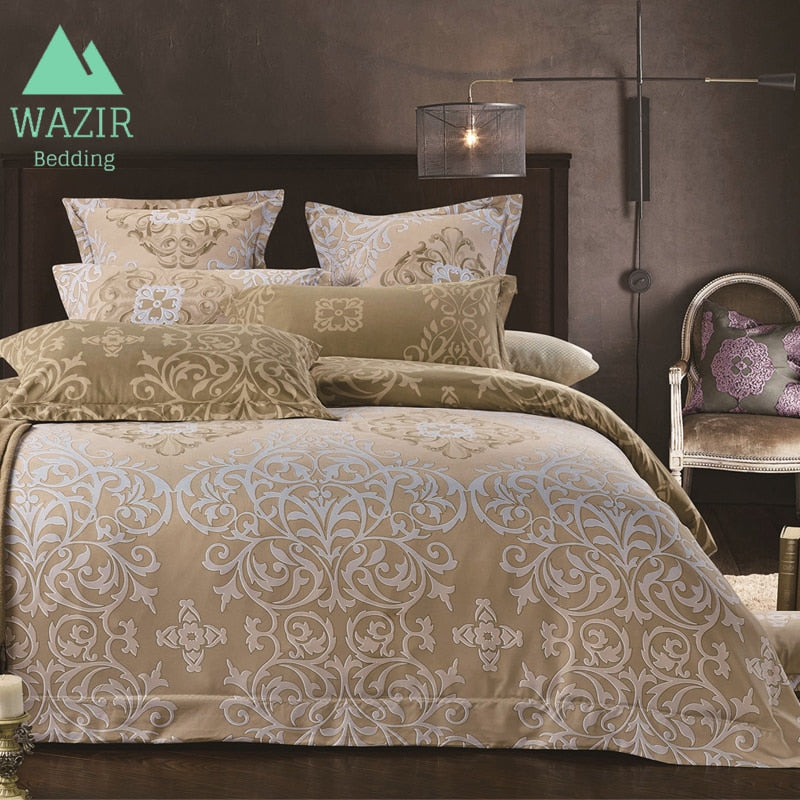 Wazir Luxury Palace Style High Grade Beige Bedding Set Duvet Cover