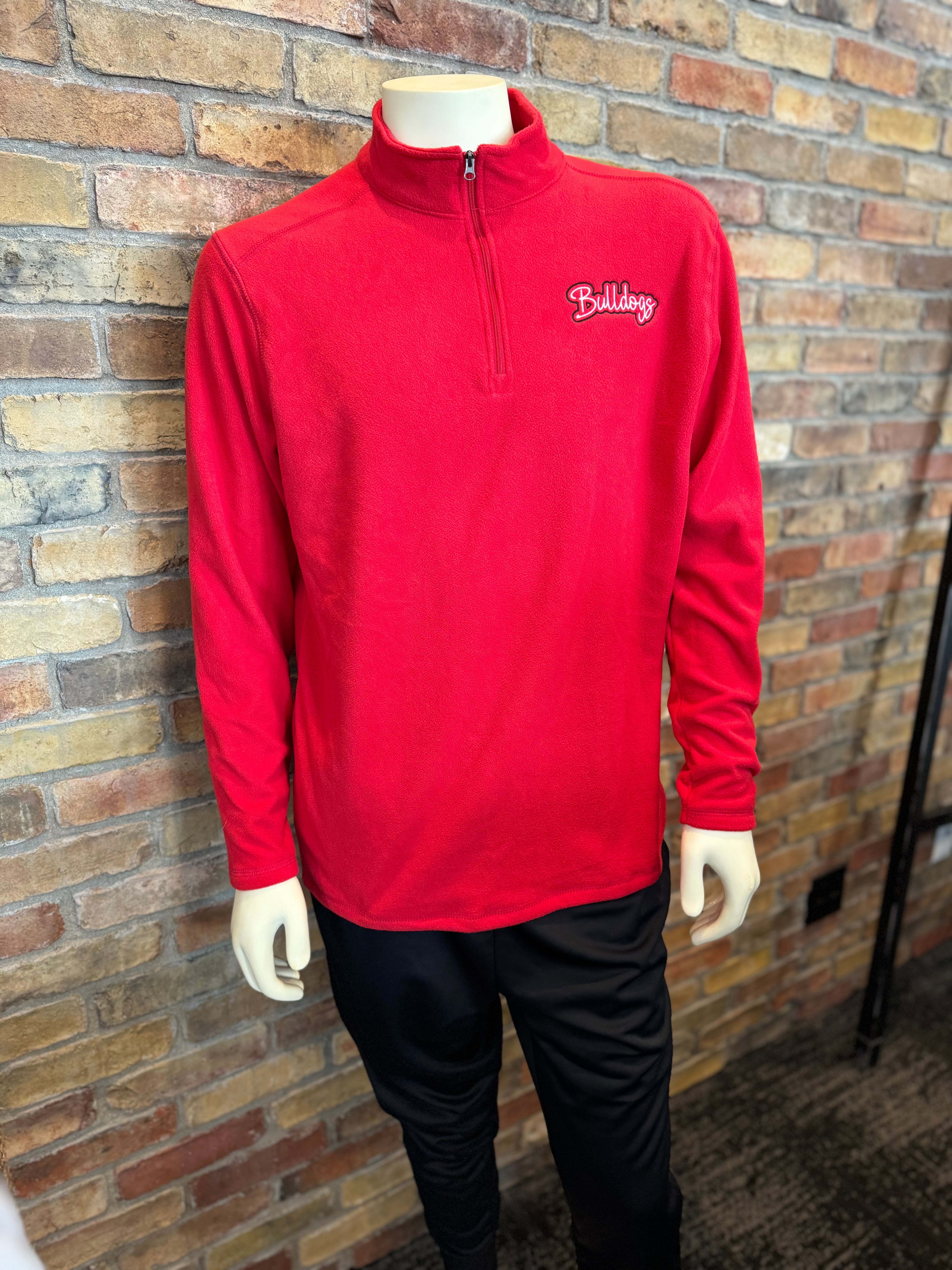 Algona Boosters - Red Fleece 1/4 Zip | Bulldogs Script