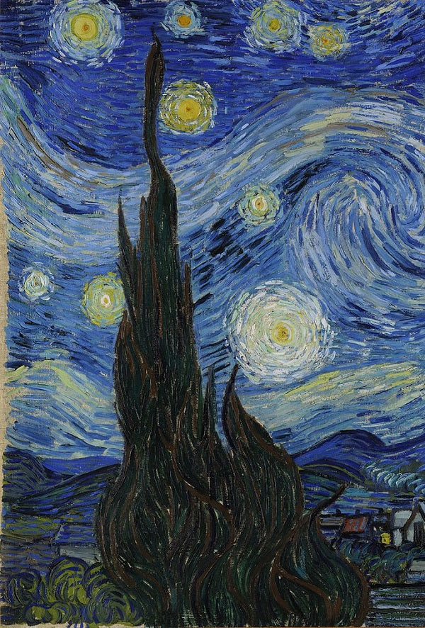 Chi tiết cây hoàng đàn tưởng tượng trong bức họa Đêm đầy sao của Van Gogh (Nguồn: vangoghgallery.com)