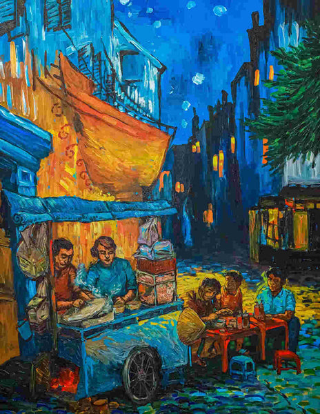 Quán hủ tiếu Sài Gòn vẽ theo phong cách Van Gogh của Trần Trung Lĩnh