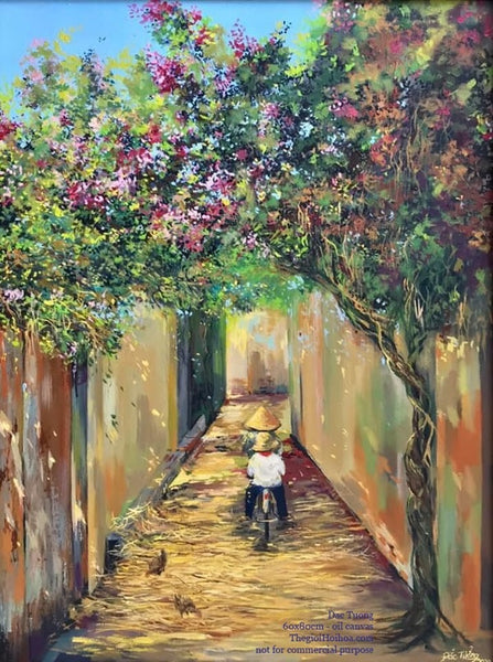 Tranh phong cảnh đẹp treo tường - “Tuổi thơ tôi” của họa sĩ Đắc Tưởng